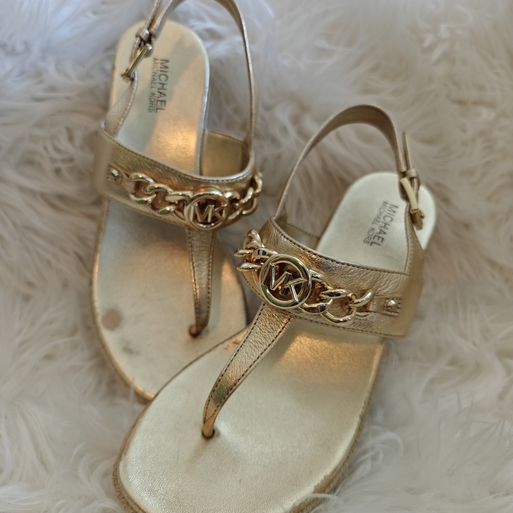 Michael Kors Gold Slippers Sandals Wedge size 5 Womens